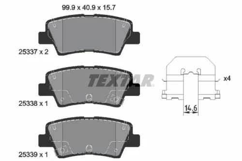 Textar Rear Brake Pads Set For Dodge Hyundai Hyundai (Beijing) Inokom Kg Mobilit