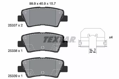 Textar Rear Brake Pads Set For Hyundai Kia Accent Bayon Carens Ceed Creta Elantr