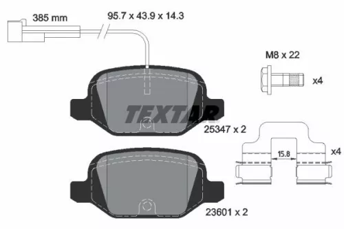 Textar Rear Brake Pads Set For Abarth Fiat 500 500 / 595 / 695 500 C 500c / 595c