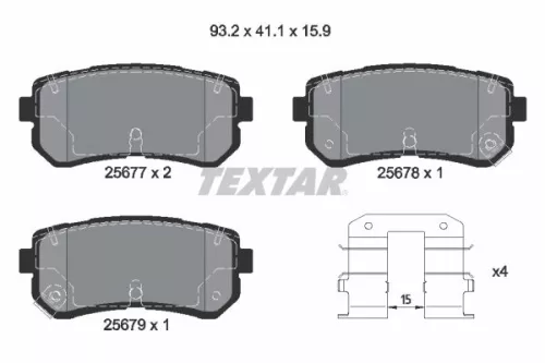 Textar Rear Brake Pads Set For Hyundai Kia Kia (Dyk) Creta Ix20 K5 Kona Optima P