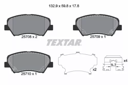 Textar Front Brake Pads Set For Hyundai Hyundai (Beijing) Inokom Kia Naza Cee'd 