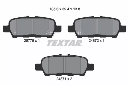 Textar Rear Brake Pads Set For Infiniti Infiniti (Dfac) Mitsubishi Nissan Nissan