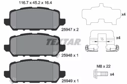 Textar Rear Brake Pads Set For Acura (Gac) Honda Honda (Dongfeng) Honda (Gac) Ac