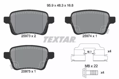 Textar Rear Brake Pads Set For Fiat 500l