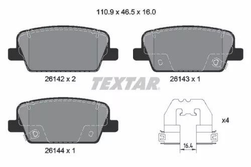 Textar Rear Brake Pads Set For Hyundai Kia Palisade Santa Fe Telluride