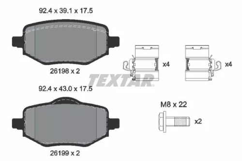TEXTAR TEXTAR 2619801 Textar Rear Brake Pads Set For Citroën Ds Fiat Jeep Lancia Opel Peugeot Vauxhall 