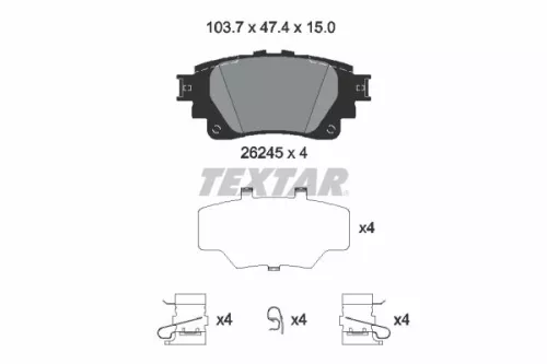 Textar Rear Brake Pads Set For Lexus Perodua Toyota Toyota Toyota (Gac) Allion A