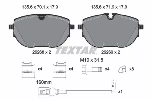 TEXTAR TEXTAR 2626801 Textar Front Brake Pads Set For Vw California Multivan Transporter Transporter T 