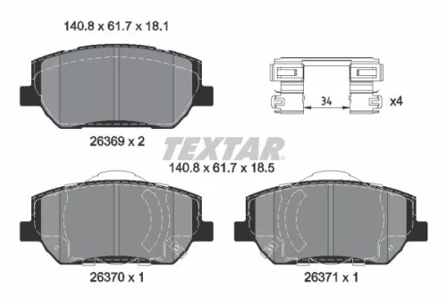 Textar Front Brake Pads Set For Hyundai Santa Fé