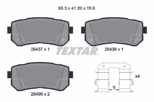 TEXTAR TEXTAR 2643701 Textar Rear Brake Pads Set For Hyundai Sonata 