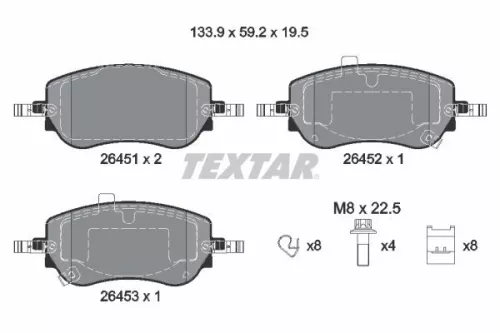Textar Front Brake Pads Set For Abarth Fiat 500 500e Tipo