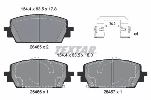 Textar Front Brake Pads Set For Genesis Hyundai Kia G80 Santa Fe Santa Fe V Sore