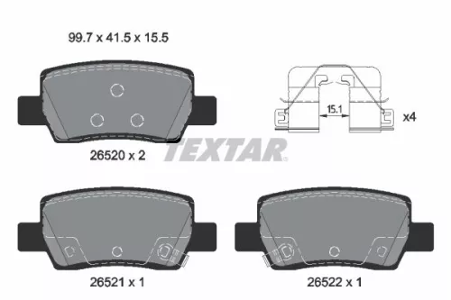 Textar Rear Brake Pads Set For Hyundai Kia Elantra Kona Seltos