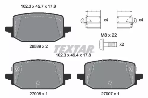Textar Rear Brake Pads Set For Nissan Renault Megane E-tech Qashqai Rogue Townst