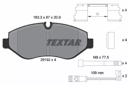 Textar Front Or Rear Brake Pads Set For Dodge Freightliner Mercedes Mercedes (Fj