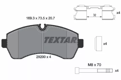 Textar Front Brake Pads Set For Freightliner Mercedes Vw Crafter 30-50 Sprinter 