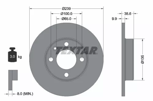 2x Textar Front Solid Brake Discs Pair For Audi Seat Vw 100 50 80 Cordoba Derby 