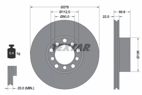 2x Textar Front Vented Brake Discs Pair For Mercedes S-class Sl