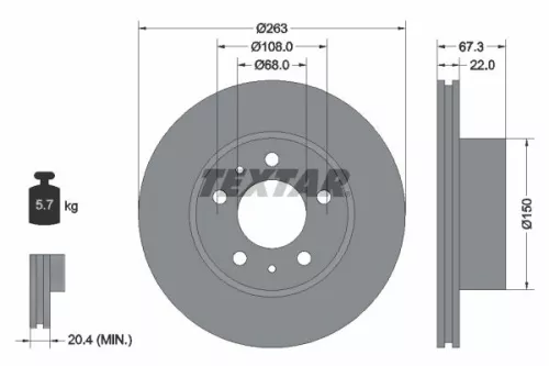 2x Textar Front Vented Brake Discs Pair For Volvo 240 260