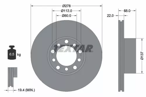 2x Textar Front Vented Brake Discs Pair For Mercedes S-class Sl