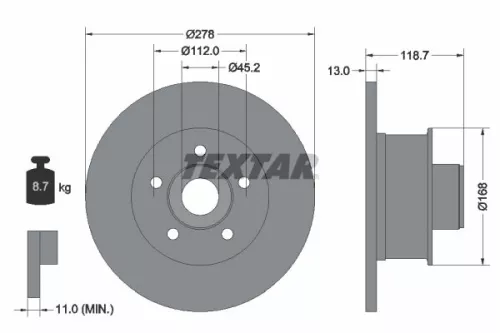 2x Textar Front Solid Brake Discs Pair For Vw Transporter