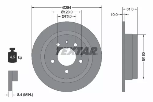 2x Textar Rear Solid Brake Discs Pair For Alpina Bmw 5 6 Series B6