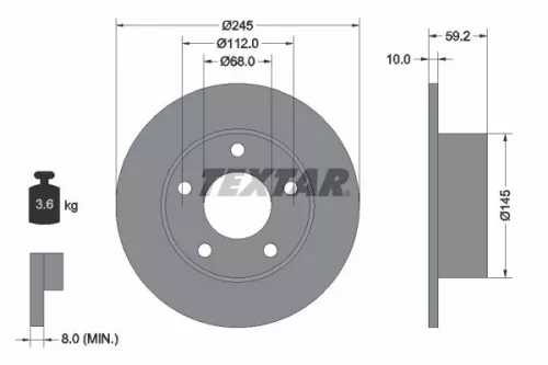 2x Textar Rear Solid Brake Discs Pair For Audi 100 200 Quattro