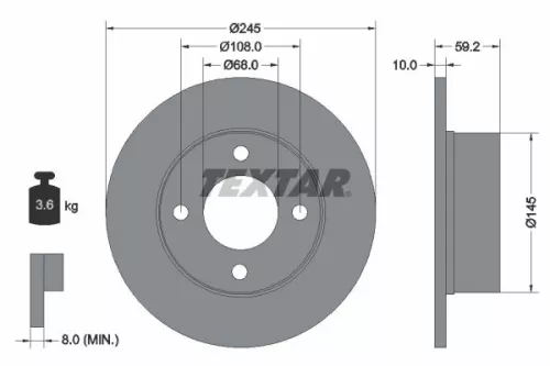 2x Textar Rear Solid Brake Discs Pair For Audi 100 80 90 Cabriolet Coupe