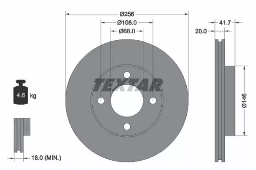 2x Textar Front Vented Brake Discs Pair For Audi 80 90 Coupe