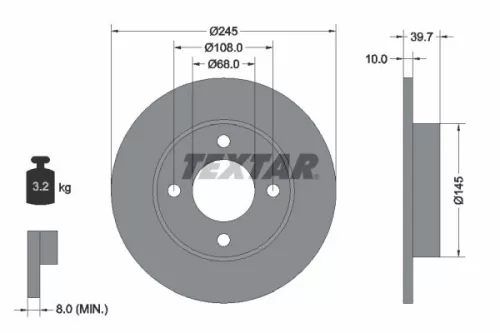 2x Textar Rear Solid Brake Discs Pair For Audi 80 90 Coupe