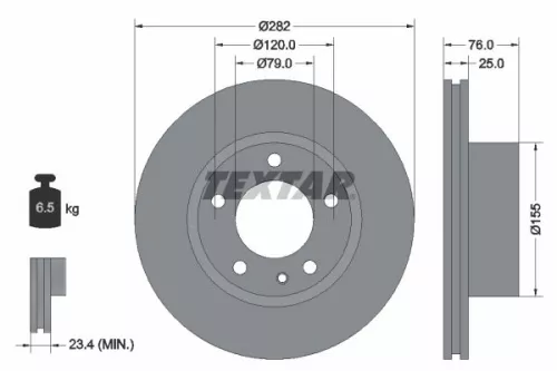 2x Textar Front Vented Brake Discs Pair For Bmw 5 6 Series