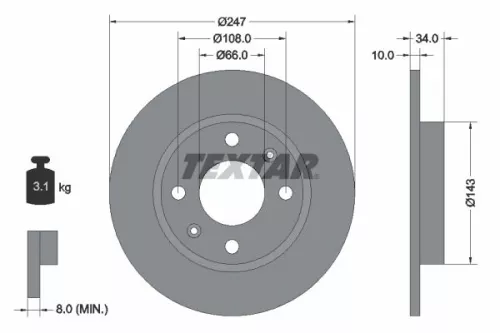2x Textar Front Rear Solid Brake Discs Pair For Citroën Dallas Peugeot 106 106 V