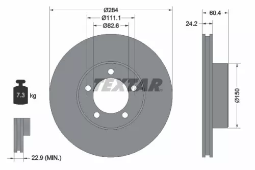 2x Textar Front Vented Brake Discs Pair For Daimler Jaguar 2.8 - 5.3 Coupe Landa