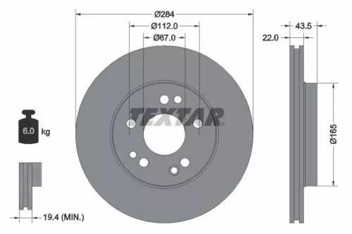 2x Textar Front Vented Brake Discs Pair For Mercedes 124 190 E-class Sl
