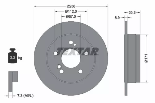 2x Textar Rear Solid Brake Discs Pair For Mercedes 124 190 E-class