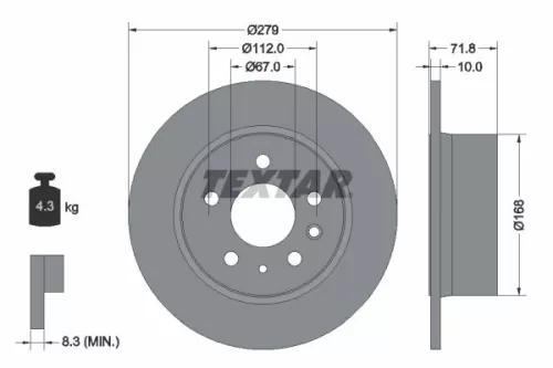 2x Textar Rear Solid Brake Discs Pair For Mercedes /8 123 Cabriolet Coupe Pagode