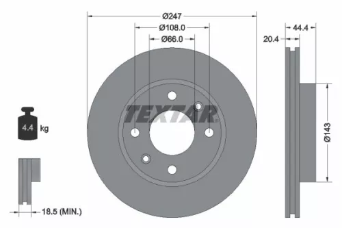 2x Textar Front Vented Brake Discs Pair For Peugeot 205