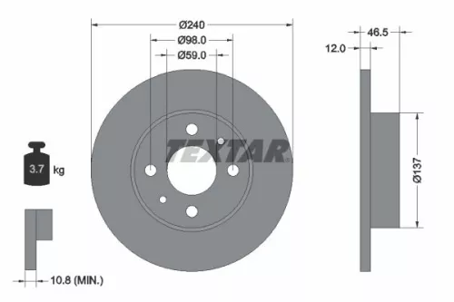 2x Textar Front Solid Brake Discs Pair For Autobianchi Fiat Innocenti Lancia Sea