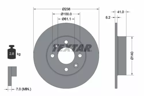 2x Textar Front Solid Brake Discs Pair For Renault Clio Rapid Super 5 Twingo