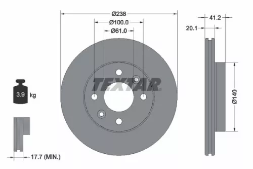 2x Textar Front Vented Brake Discs Pair For Nissan Renault 11 19 21 9 Clio Kango
