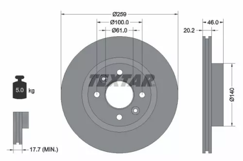 2x Textar Front Vented Brake Discs Pair For Renault 18 25 Espace Fuego