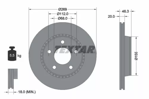 2x Textar Rear Vented Brake Discs Pair For Audi 100 200 A8