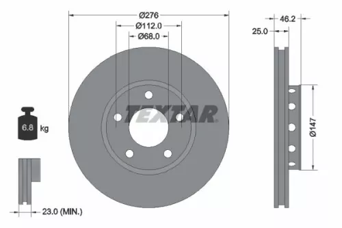 2x Textar Front Vented Brake Discs Pair For Audi 100 200 Quattro