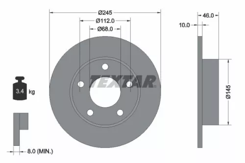 2x Textar Rear Solid Brake Discs Pair For Audi 100 200 A8