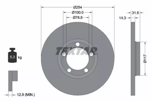 2x Textar Front Solid Brake Discs Pair For Ford Transit