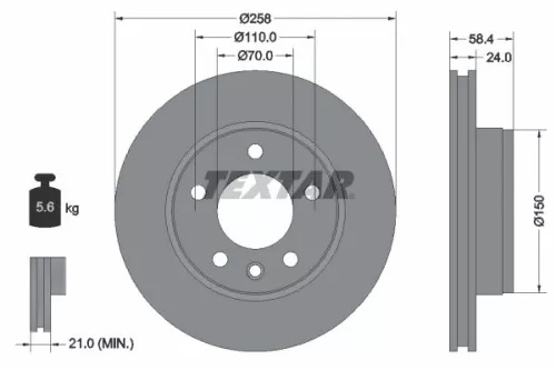 2x Textar Front Vented Brake Discs Pair For Chevrolet Opel Vauxhall Carlton Omeg