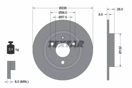 2x Textar Front Solid Brake Discs Pair For Citroën Mega Peugeot Proton 106 106 V