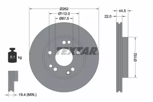 2x Textar Front Vented Brake Discs Pair For Mercedes 190