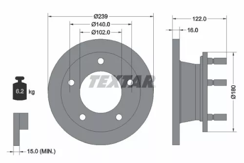 2x Textar Front Solid Brake Discs Pair For Mercedes Ssangyong Istana Mb