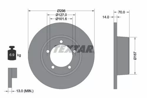 2x Textar Front Solid Brake Discs Pair For Land Rover 110/127 90 Defender Discov